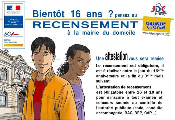 Recensement militaire bientot 16 ans